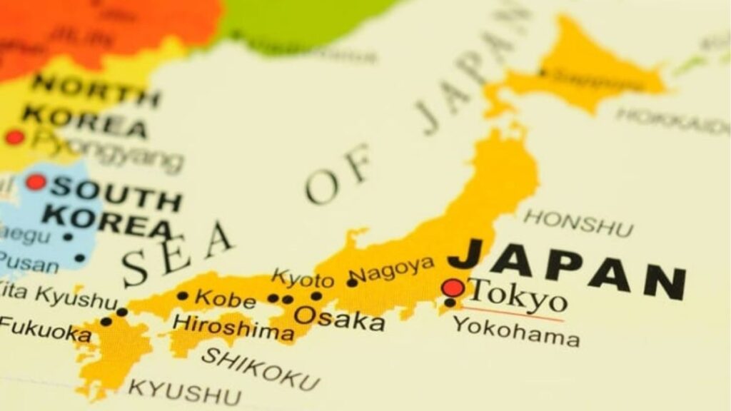 Bản đồ vị trí Kyoto, Osaka và Tokyo tại Nhật Bản