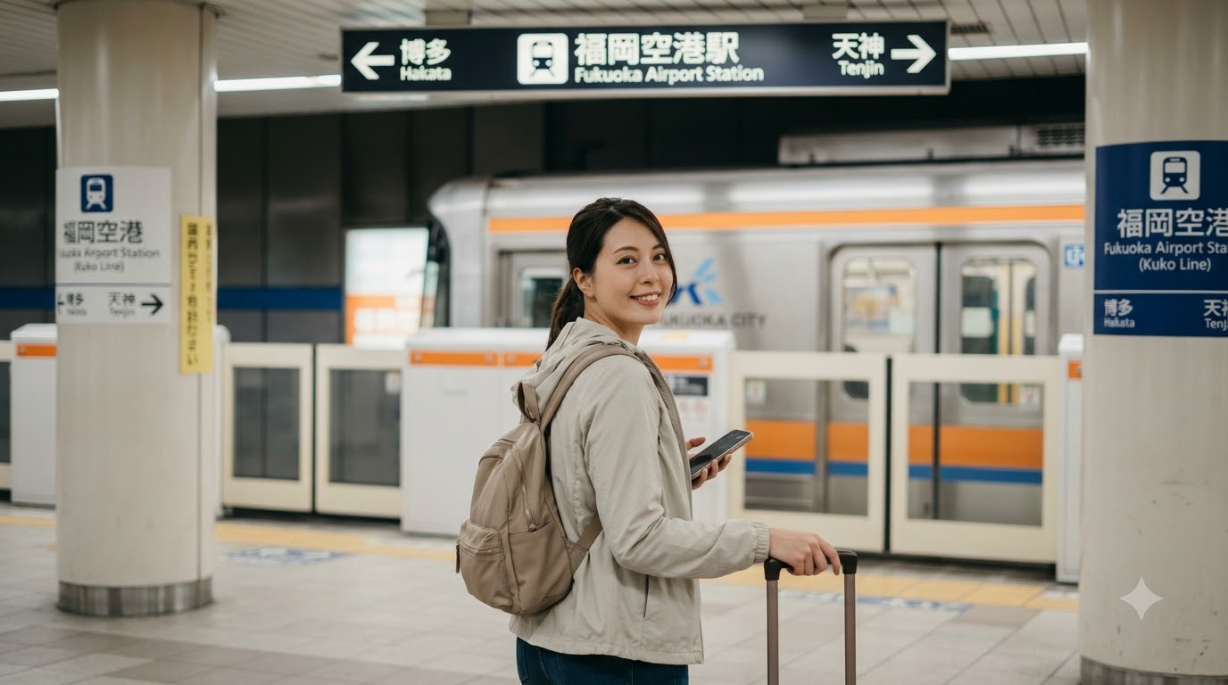 Di chuyển bằng xe buýt nhanh và taxi sân bay Fukuoka