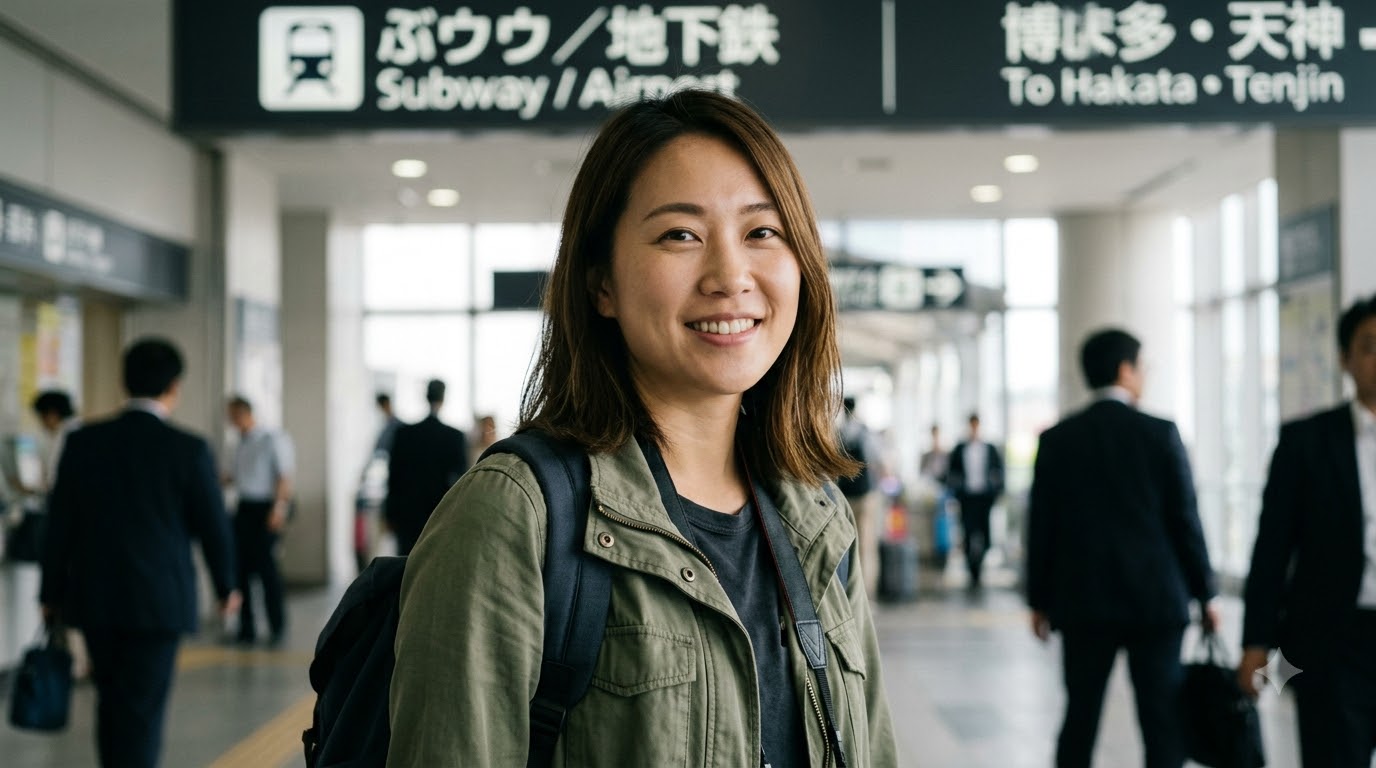 Hướng dẫn đi tàu điện ngầm subway Fukuoka Airport chi tiết
