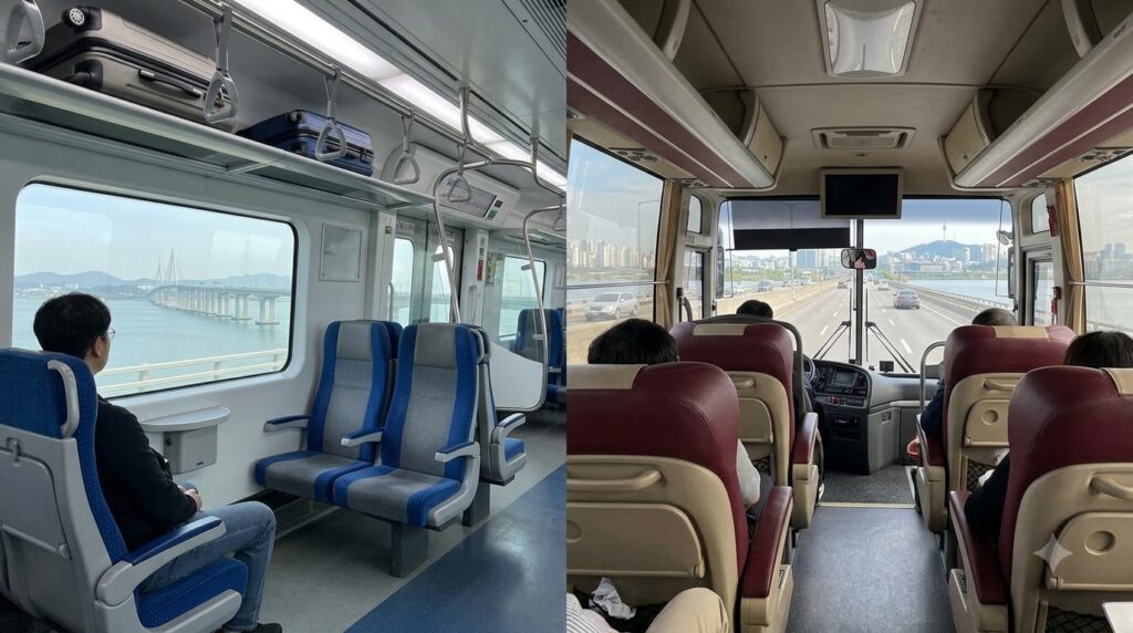 So sánh việc tự di chuyển vali qua ga AREX với gửi hành lý lớn ở khoang dưới bus