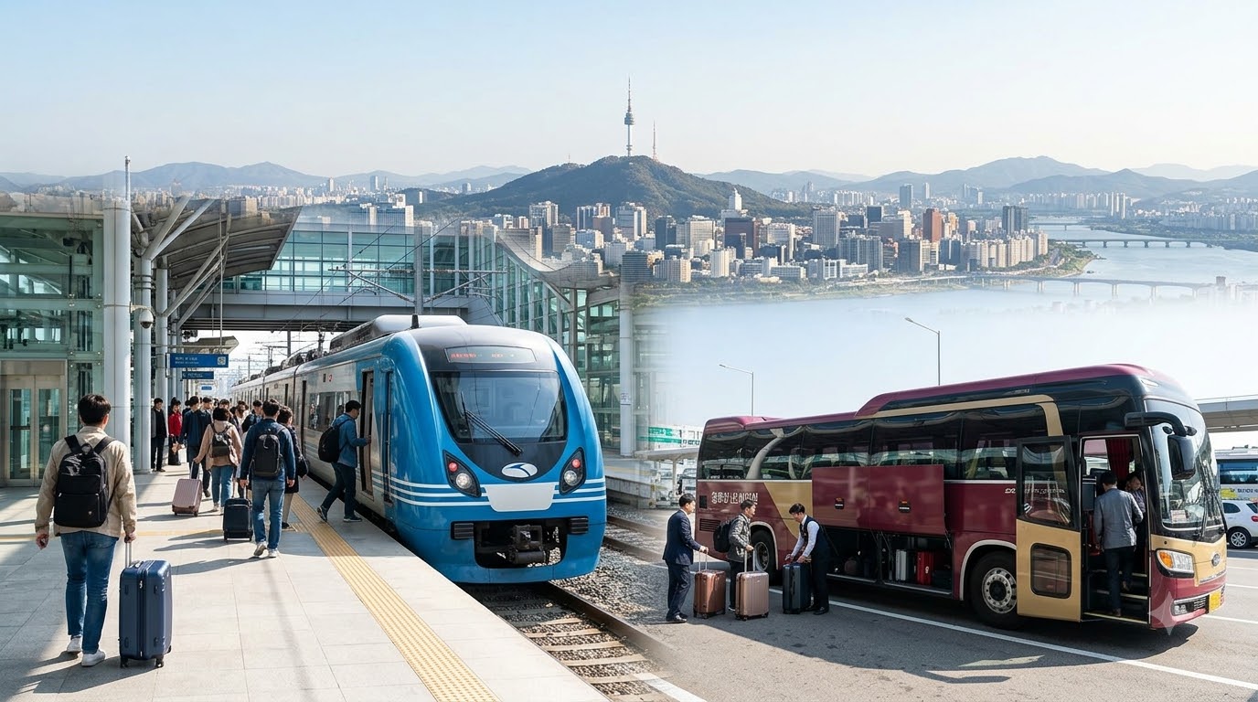 Sơ đồ chọn AREX All Stop đến Hongik Univ. hoặc AREX Express đến Seoul Station